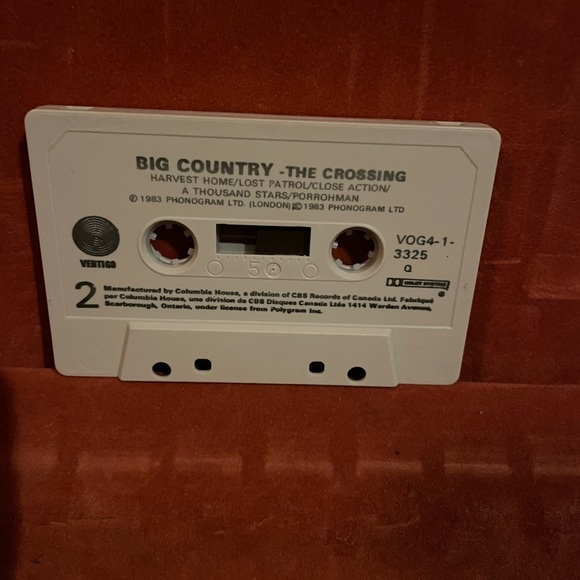 Vintage Big Country The Crossing 1983 Vertigo Records Cassette Tape - Picture 5 of 5